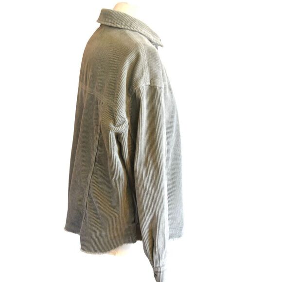 Zara Oversized Boxy Corduroy Shacket Women’s Sage Green Button-Up Shirt Jacket M - Picture 4 of 10